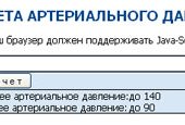 Расчет зависимости артериального давления  от возраста
